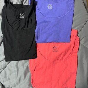 Just My Size Black and Blue Fitted Sleeveless Tank Tops